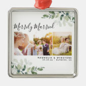 Eukalyptus-Foto Wedding Newlyweds Keepake Ornament Aus Metall (Vorne)