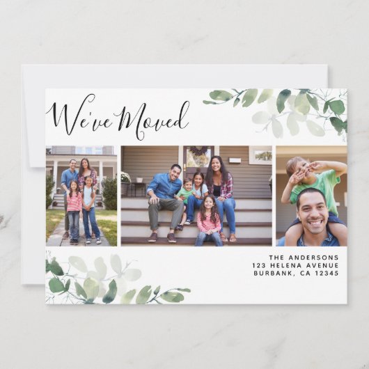 Eukalyptus-Foto Wir haben den Adresswechsel vorgen Ankündigung (Vorderseite)