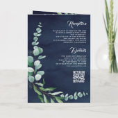 Eukalyptus-Fotocollage QR-Code Marineblau Hochzeit Einladung (Rückseite)