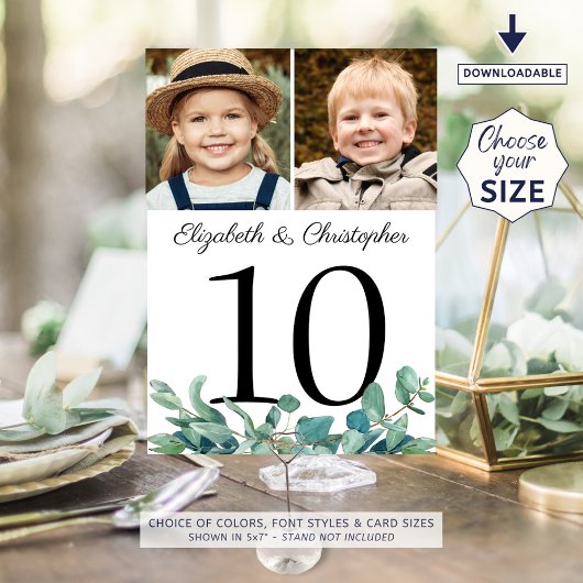 Eukalyptus-Fotos Hochzeitssymbol für Tischnummer