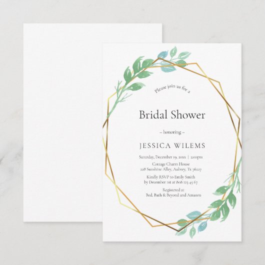 Eukalyptus Frame Bridal Dusche Einladung (Vorne/Hinten)