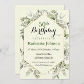 Eukalyptus Frame Einfache Einladung zum 50. Geburt (Vorne/Hinten)