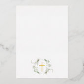 Eukalyptus Frame Gold Cross Taufen Foil Einladung (Rückseite)