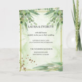 Eukalyptus Frame Green Gold Foliage Einladung (Vorderseite)