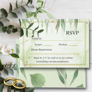 Eukalyptus Frame Green Gold Foliage RSVP Karte