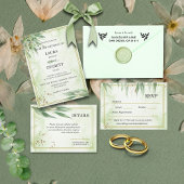 Eukalyptus Frame Green Gold Foliage RSVP Karte