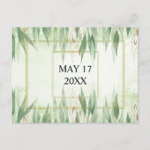 Eukalyptus Frame Green Gold Foliage Save the Date Postkarte (Vorderseite)
