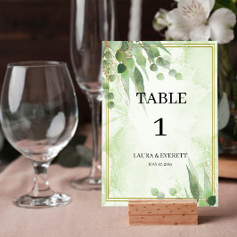 Eukalyptus Frame Green Gold Foliage Tischnummer