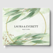 Eukalyptus Frame Green Gold Foliage Wedding Gästebuch (Vorderseite)