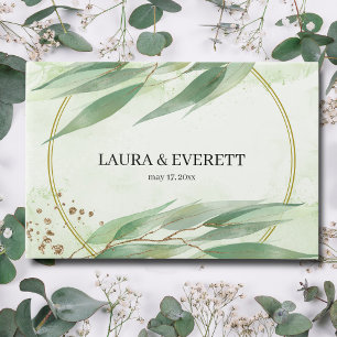 Eukalyptus Frame Green Gold Foliage Wedding Gästebuch