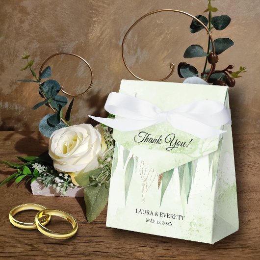 Eukalyptus Frame Green Gold Foliage Wedding Geschenkschachtel