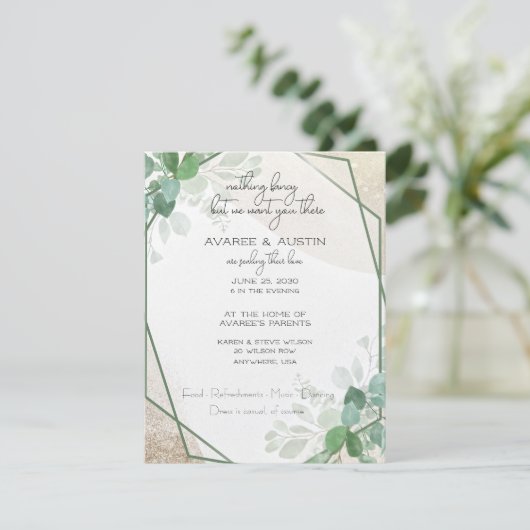 Eukalyptus Frame Lässig Wedding Einladung (Stehend Vorderseite)