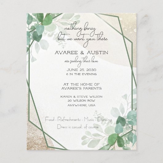 Eukalyptus Frame Lässige Schlichte Papierhochzeit (Vorderseite)