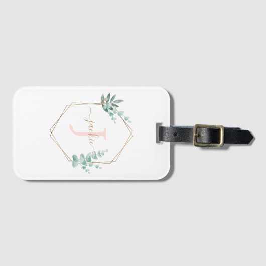 Eukalyptus-Frame-Monogramm Gepäckanhänger (Vorderseite (Horizontal))