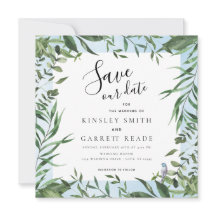 Eukalyptus Frame Soft Blue Watercolor Wedding