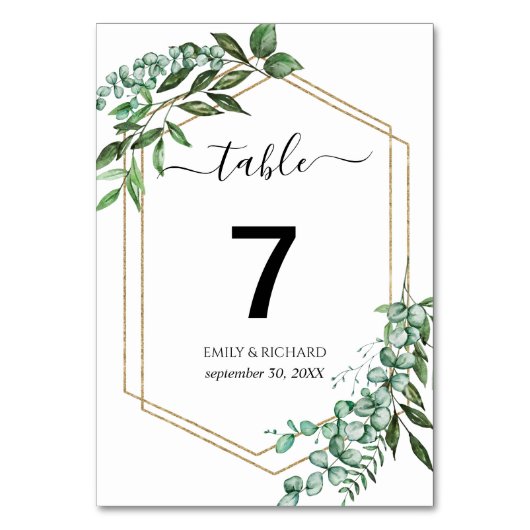 Eukalyptus-Frame-Tischnummer Tischnummer (Rückseite)