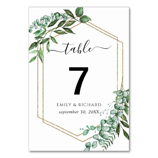 Eukalyptus-Frame-Tischnummer Tischnummer (Vorderseite)