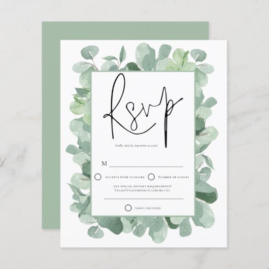 Eukalyptus Frame Wedding RSVP (Vorne/Hinten)