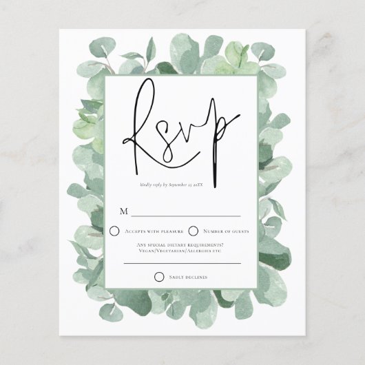 Eukalyptus Frame Wedding RSVP (Vorderseite)