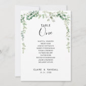 Eukalyptus Frühjahr-Tischnummer 1 Sitzkarte Einladung (Vorderseite)