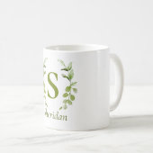 Eukalyptus für individuelle Name und Monogramm Kaffeetasse (VorderseiteRechts)