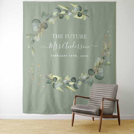 Eukalyptus Future Frau Foto Booth Hintergrund Wandteppich (Beispiel)
