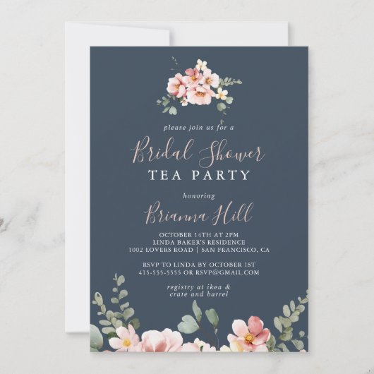 Eukalyptus Garden Flora Brautparty Teezeremonie au Einladung (Vorderseite)