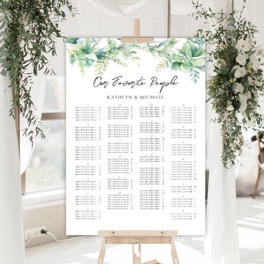 Eukalyptus Garden Hochzeit Alphabetisches Sitzen Poster