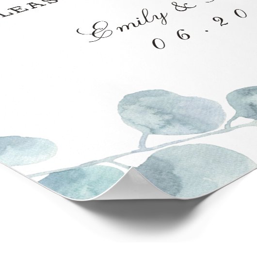 Eukalyptus Garden Hochzeitstorte Poster (Ecke)