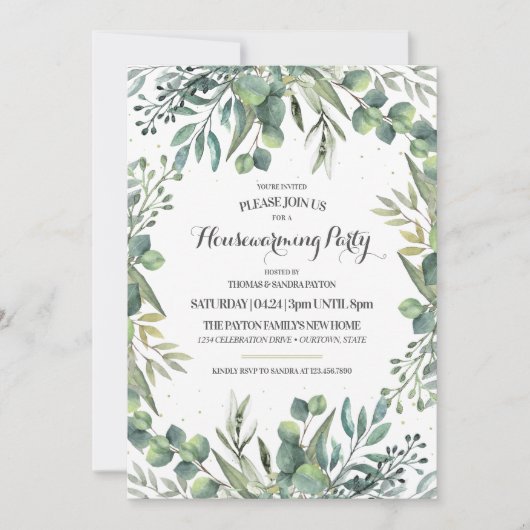 Eukalyptus Garden Housewarming Party Einladung (Vorderseite)