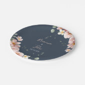 Eukalyptus Garden Rose Blumenkuchen Pappteller (Schrägansicht)