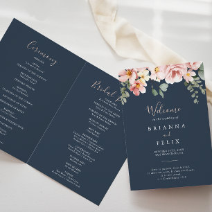Eukalyptus Garden Rose Floral geflochtene Hochzeit Programm