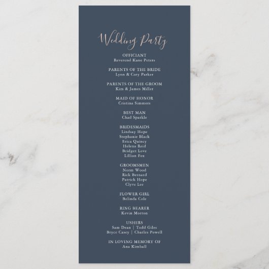 Eukalyptus Garden Rose Floral Wedding Program Programm (Rückseite)