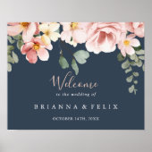 Eukalyptus Garden Rose Floral Wedding Welcome Sign Poster (Vorne)