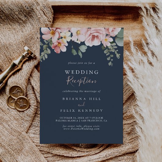 Eukalyptus Garden Rose Hochzeitsempfang Einladung