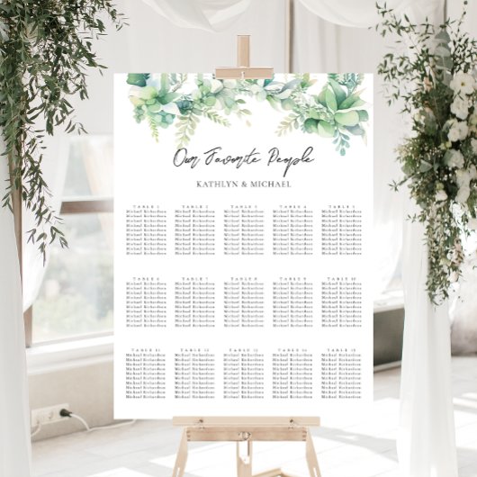 Eukalyptus Garden Wedding 15 Table Seating Charts Poster