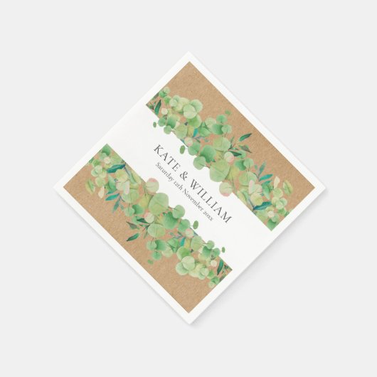Eukalyptus Garland Wedding Serviette (Ecke)