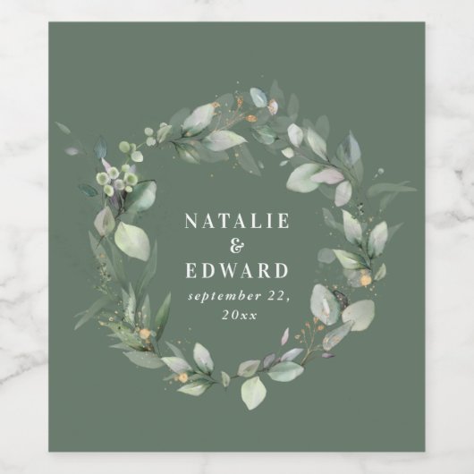 Eukalyptus-Gastgeschenk für Hochzeiten Weinetikett (Einzelnes Label)