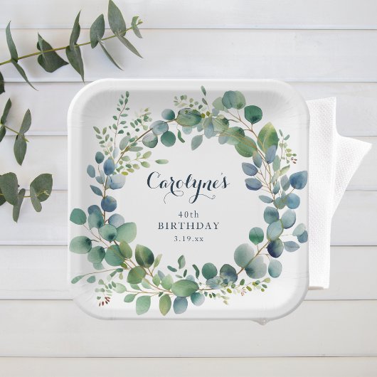 Eukalyptus Geburtstag Pappteller