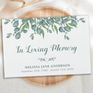 Eukalyptus-Gedächtnisbeerdigung im Gedächtnis Gästebuch