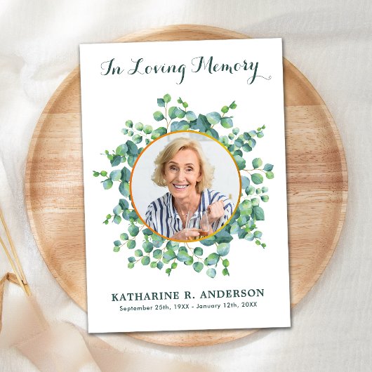 Eukalyptus-Gedächtnistraining-Foto-Beileid Dankeskarte