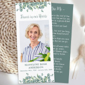 Eukalyptus-Gedenkgedicht Beerdigung Foto der Gebet Menükarte