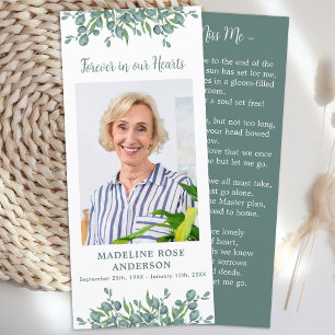 Eukalyptus-Gedenkgedicht Beerdigung Foto der Gebet Menükarte