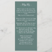 Eukalyptus-Gedenkgedicht Beerdigung Foto der Gebet Menükarte (Rückseite)