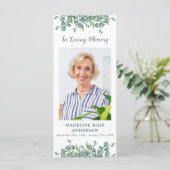 Eukalyptus-Gedenkgedicht Beerdigungskarte (Stehend Vorderseite)