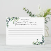 Eukalyptus-Gedenkprogramm Speicherkarte gemeinsam Einladung (Stehend Vorderseite)