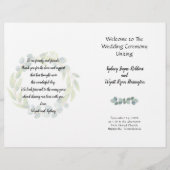 Eukalyptus gefaltetes Hochzeitsprogramm Felt Papie (Vorderseite)