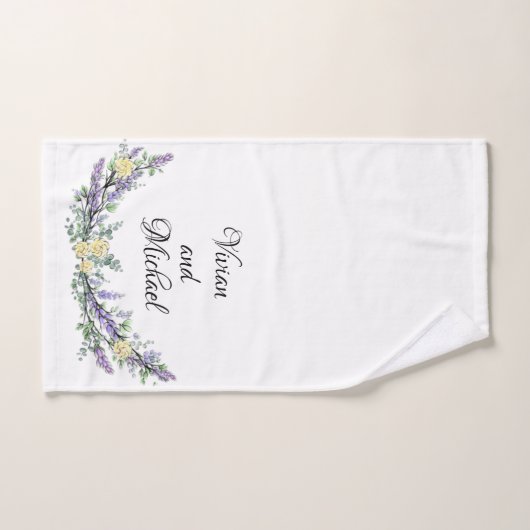 Eukalyptus gelbe Rosen Aquarellfarbe Bad Badhandtuch Set (Handtuch)