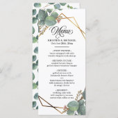 Eukalyptus geo Rahmen Hochzeitsmenü Menükarte (Vorne/Hinten)