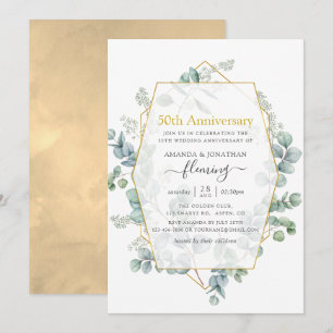 Eukalyptus Geometric 50. Hochzeitstag Einladung